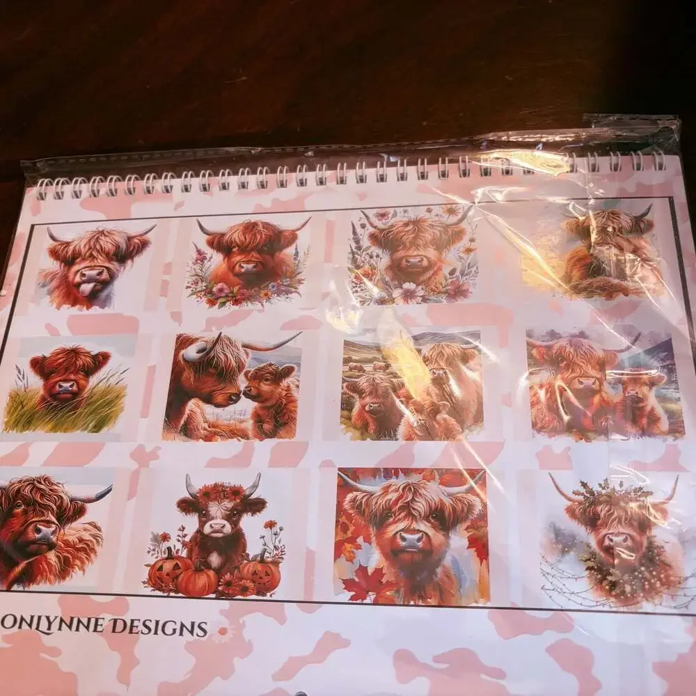 SharonLynne Designs 2026 Highland Cow Wall Calendar